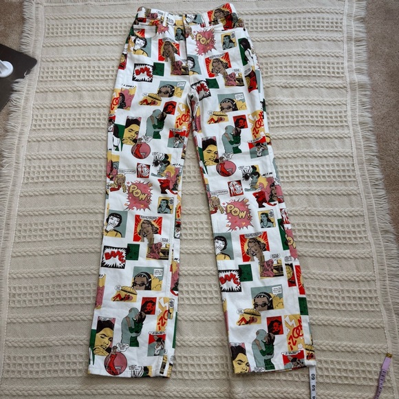 Reformation Comic High Rise Straight Jeans Pop Art Print Sz 26 Organic Cotton - Picture 8 of 17